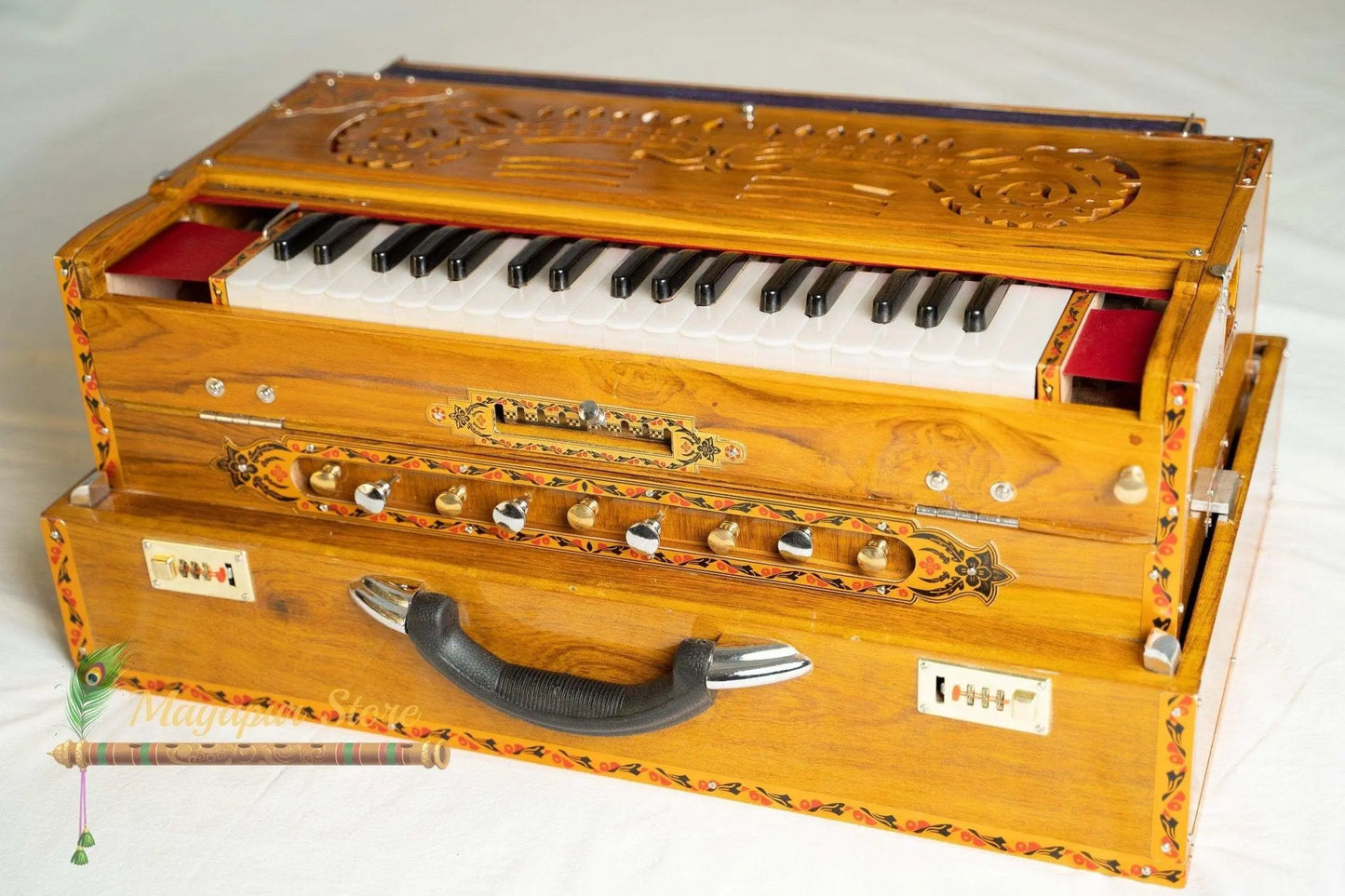 3 Line 9 Scale Changer Harmonium with Beautiful Border Design [Palitana 3 Line 9 Scales, 37 keys, 440 Hz /432 Hz Tune] Free Shipping