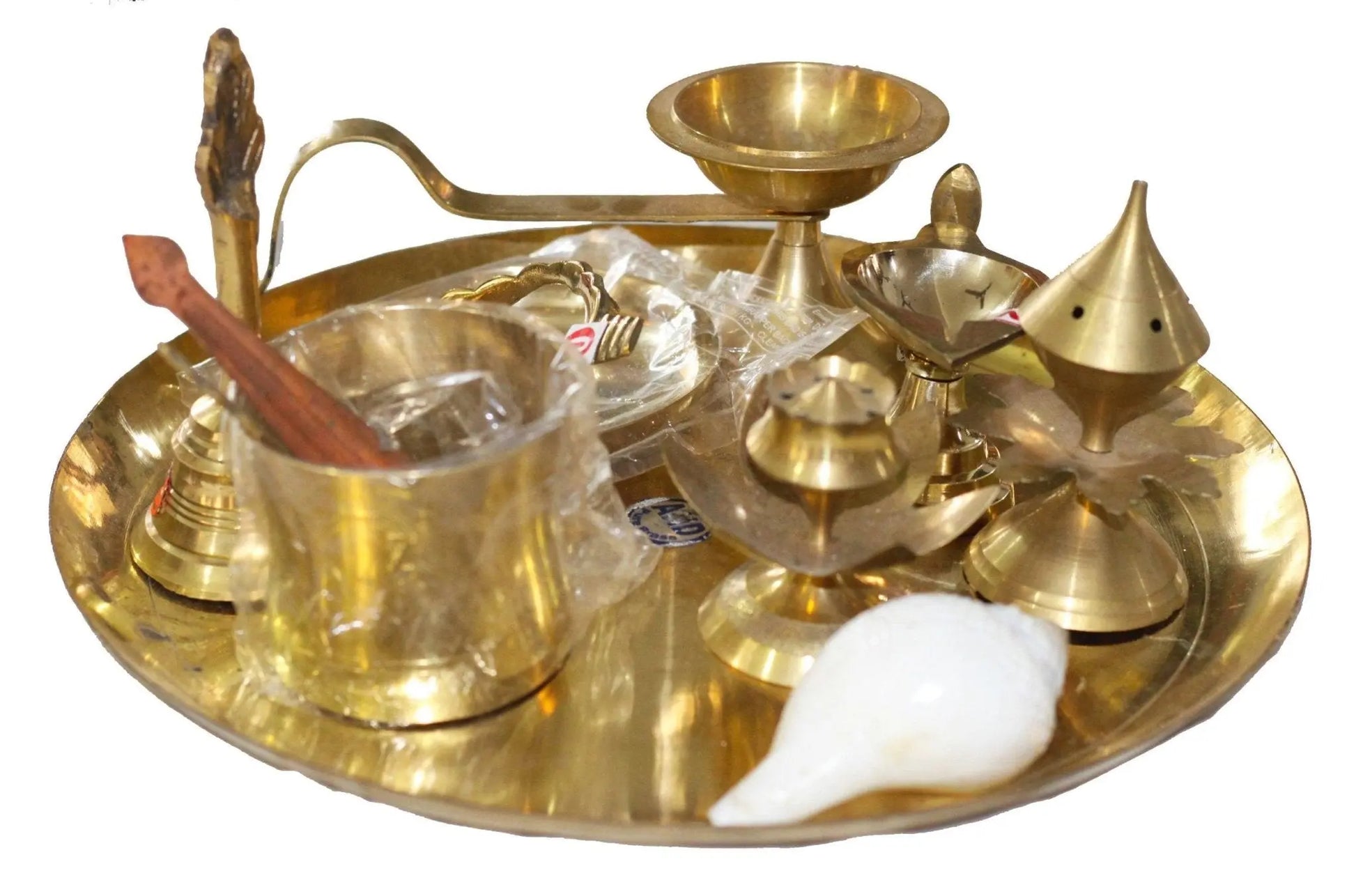 Puja Arati Instruments or Samagri like Plate, Pradip, Sankha or Conch , Dhup Dani